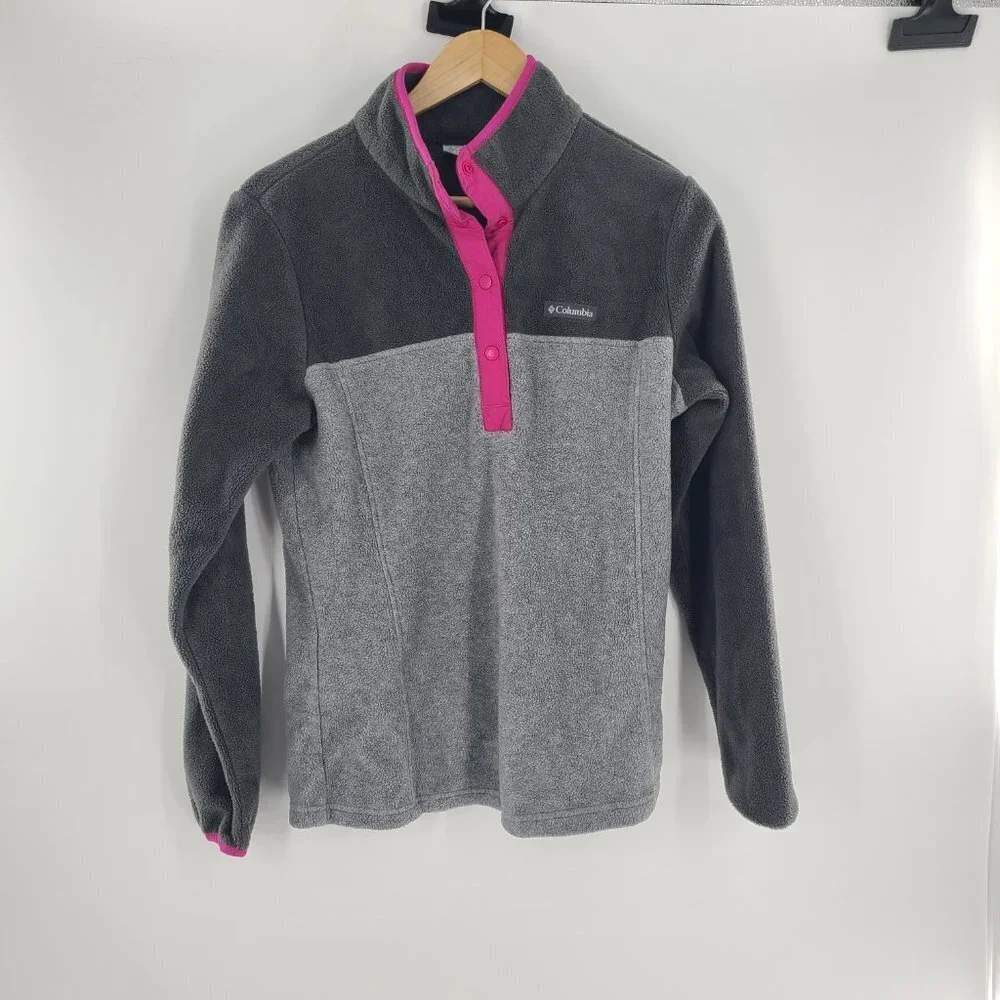 Columbia Women's Benton Springs Half‎ Snap Pullover Medium Gray Mock neck Fleece